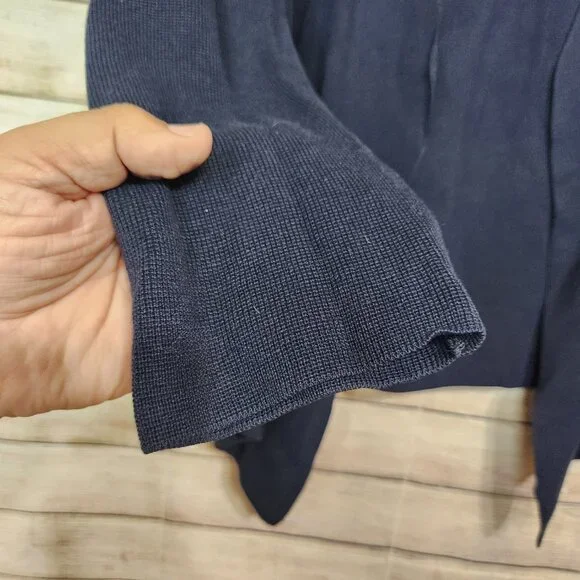 Eileen Fisher Tencel Silk Draped Open Front Cardigan Midnight Blue Size Large - Picture 4 of 14